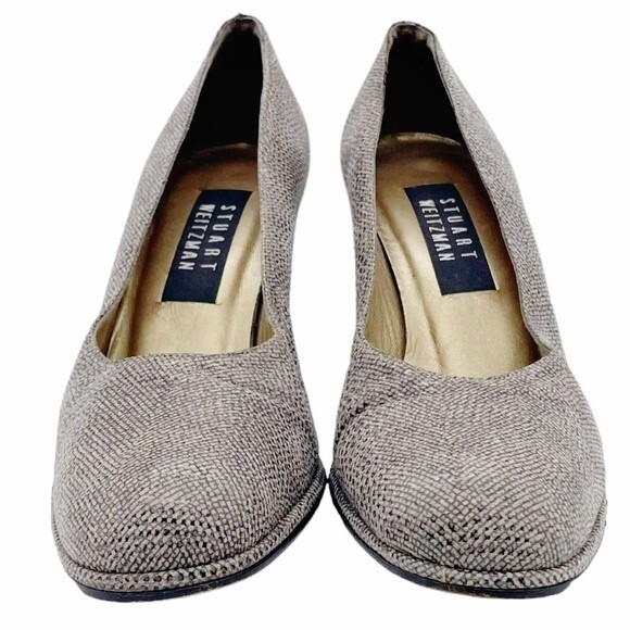 Vintage Stuart Weitzman Taupe Smoke Leather Iguana Print Pumps Women’s Size 6.5 - Picture 8 of 13